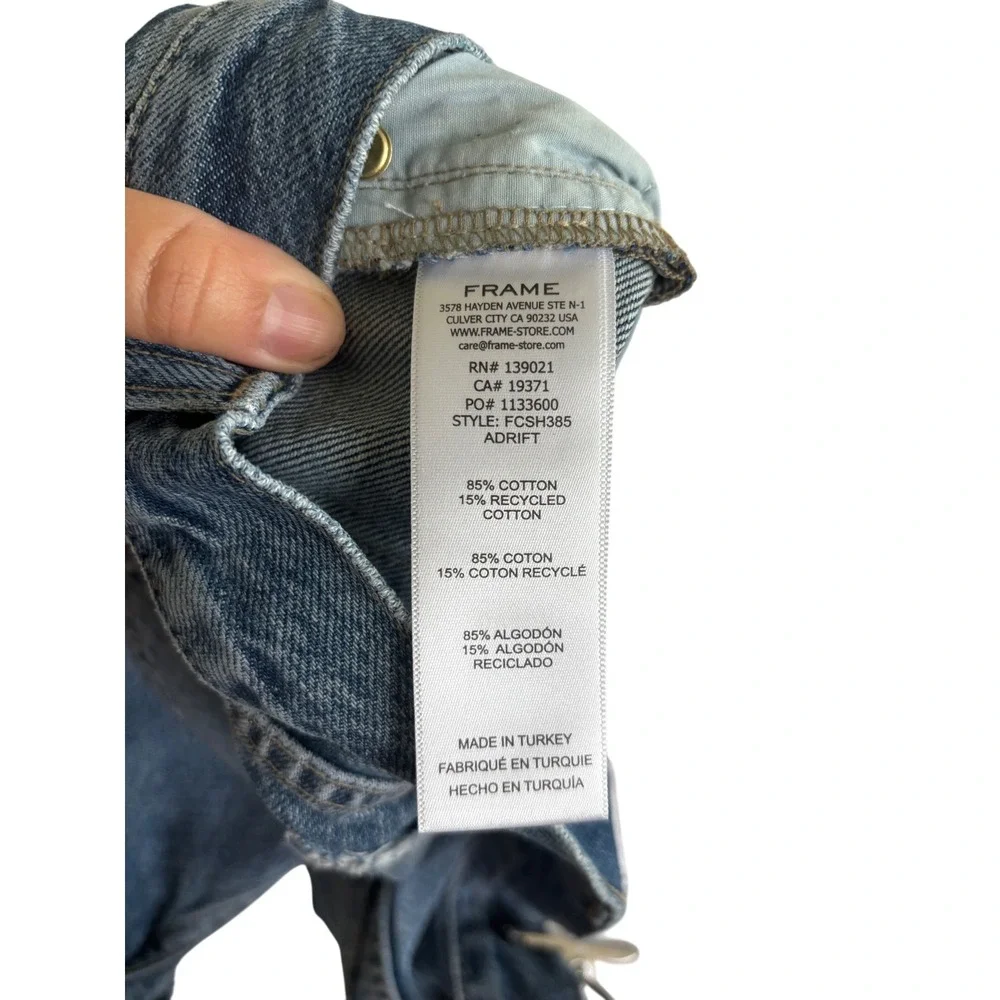 FRAME Denim Shorts Distressed High Rise Button Fly Blue Jean Shorts Size‎ 27